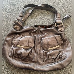 Pocketbook silver leather B Makowsky animal print inside